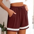 thumbnail image 4 of SBYOJLPB Women's Linen Short Pants Hollowed Out Lace Elastic Waist Drawstring Shorts and Trousers, 4 of 9
