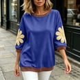 thumbnail image 2 of Posijego 3/4 Sleeve Sweatshirts for Women Oversized Sweatshirt Crew Neck Summer Casual Pullover Sweatshirt Fall Tops, 2 of 8