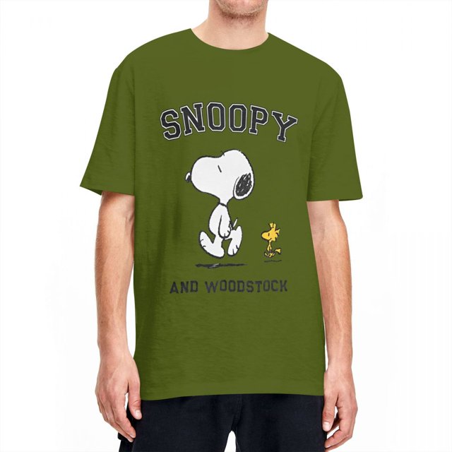 Camiseta de Snoopy y Charlie Brown para hombre, camisetas vintage de Peanuts, 100 % algodón, camisetas hippies de cuello redondo de verano, camisetas de gran tamaño