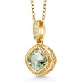thumbnail image 2 of Gem Stone King 1.45 Ct Cushion Green Prasiolite 18K Yellow Gold Plated Silver Pendant with Chain, 2 of 3