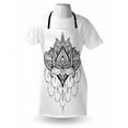 thumbnail image 3 of Henna Apron Ethnic Zentengle Tattoo Style Ornamental Lotus Flower Japanese Culture Inspired Art, Unisex Kitchen Bib Apron with Adjustable Neck for Cooking Baking Gardening, Black White, by Ambesonne, 3 of 3