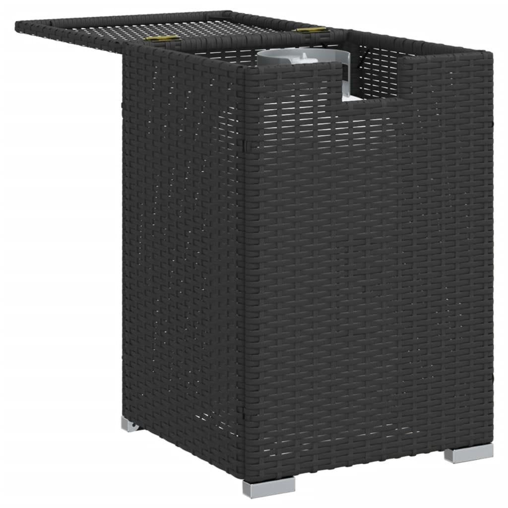 vidaXL Propane Tank Cover Table Black 15.7"x15.7"x23.6" Poly Rattan