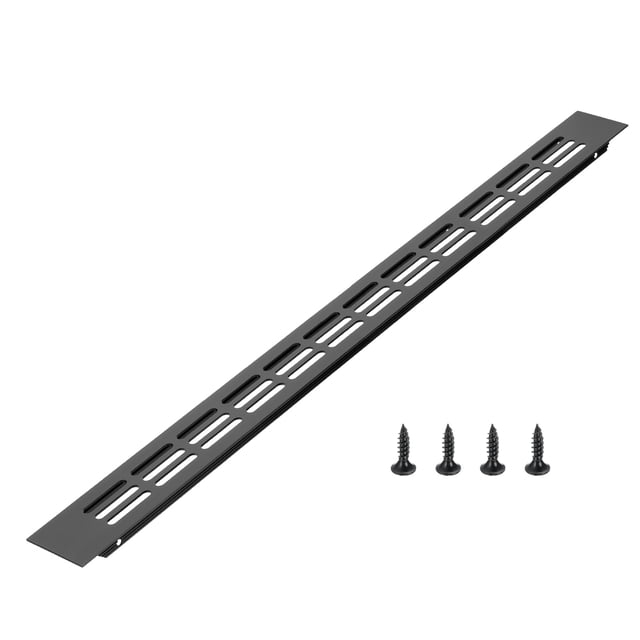 Cubierta de ventilación de aire para puerta Uxcell, rejilla de ventilación con louver de aluminio rectangular para zapatero y armario negro 20 x 1.7 pulgadas