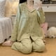 thumbnail image 5 of Pijama de otoño para mujer, cárdigan de manga larga, estilo Mori, ropa de hogar con crepe y burbujas verde matcha fresco, 5 of 6