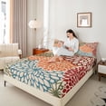 thumbnail image 4 of Homewish Colorful Dahlia Floral Twin Sheet Sets,Vintage Boho Flower Twin Fitted Sheet,Orange Red Blue Flat Sheet For Adults,Super Cozy Room Decor,3 Pieces, 4 of 7