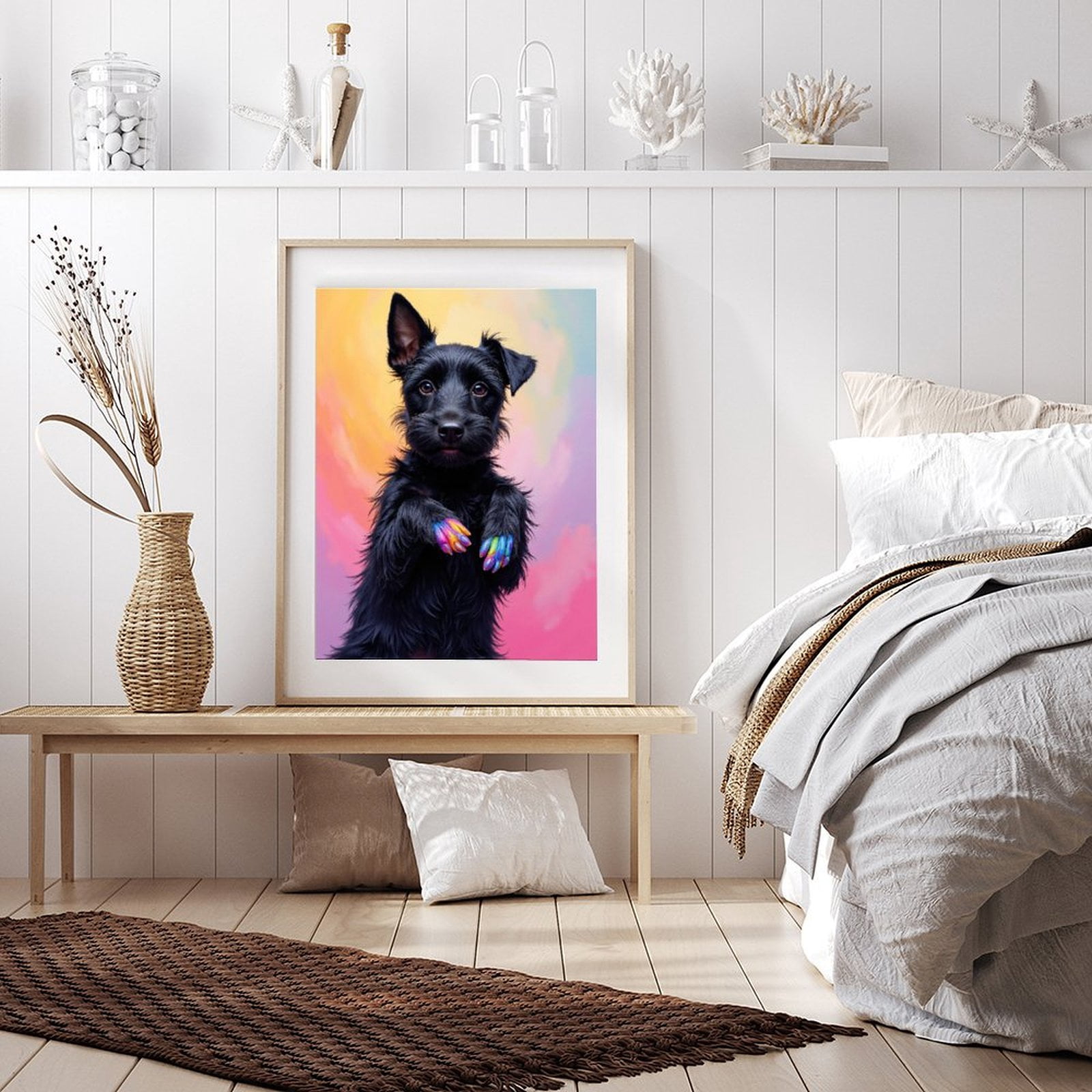 Diamond Art Kit for Adults, Puppy Playful Colorful Paws Pastel Background Diamond Painting for Adults Beginners, DIY Diamond Art Painting Kits, 5D Diamond Painting Crafts for Home Decor 12x16