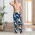 thumbnail image 5 of Uemuo Daisies Flowers Pattern Men's Wide Leg Palazzo Lounge Pants with Pockets Light Weight Loose Comfy Casual Pajama Pants-Large, 5 of 9