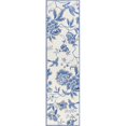 thumbnail image 1 of HomeRoots 353712 2 ft. x 7 ft. 6 in. Runner Polyester Ivory & Blue Area Rug, 1 of 1