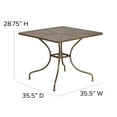 thumbnail image 5 of Flash Furniture Commercial Grade 35.5" Square Gold Indoor-Outdoor Steel Patio Table with Umbrella Hole, 5 of 8