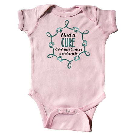 

Inktastic Ovarian Cancer Awareness Find a Cure Heart Ribbon Gift Baby Boy or Baby Girl Bodysuit