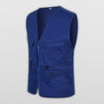 thumbnail image 6 of Skymirror Men Vest Jacket Solid Color Multiple Pockets Zipper Unisex Sleeveless Camping Work Clothes V Neck Outdoor Waistcoat Adult Clothes, 6 of 8