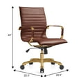 thumbnail image 6 of LeisureMod Harris Mid-Back Modern Leather Office Chair, Adjustable Swivel with Gold Frame, Dark Brown, 6 of 6