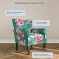 thumbnail image 4 of BELLEZE Modern Accent Chair for Living Room, High Back Linen Armchair with Wooden Legs, Upholstered Wingback Side Chair Padded Armrest Single Sofa for Living Room, Bedroom - Allston (Green & Flower), 4 of 7