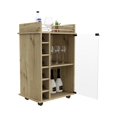 thumbnail image 4 of Bar Cart Baltimore - Two Tier Cabinet with Glass Door, Six Wine Cubbies, Light Oak Finish, 4 of 9