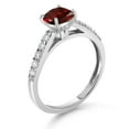 thumbnail image 3 of Gem Stone King 10K White Gold Red Garnet and White Lab Grown Diamond Engagement Ring for Women (2.80 Cttw, Cushion 8MM, Gemstone January Birthstone, Size 9), 3 of 4