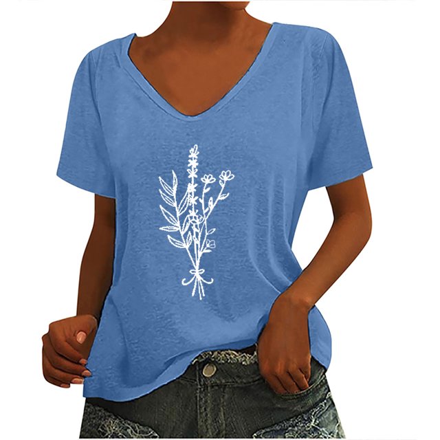 Camiseta sin mangas con cuello en V y estampado informal elegante para mujer OAVQHLG3B Store lin121212