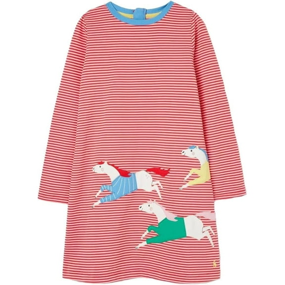 Joules Big Girls' Rosalee Casual Long Sleeve Striped Dress, 12 Years