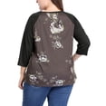 thumbnail image 5 of DARING DIVA Women's Plus Floral Tops Round Neck 3/4 Sleeves Blouse 1X Coffee, 5 of 6