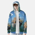 thumbnail image 4 of Kll Two Brave Cats Print Men'S Women’s Upf 50+ Sun Protection Outdoor Hoodie Jacket Long Sleeve Fishing Hiking Performance Shirt- Large, 4 of 8