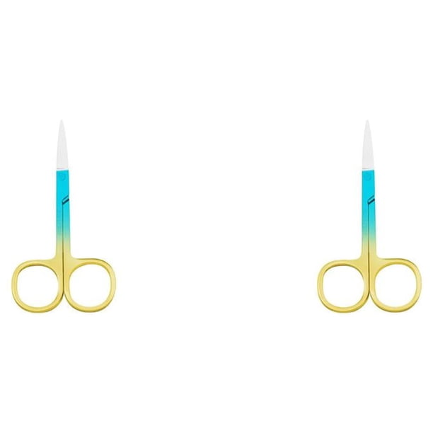 Minnieouse Pinzas para cutículas de uñas, tijeras de acero inoxidable, recortador de cejas galvanoplastia, pinzas para el pelo de la nariz, Aerosol Oro Azul 2Conjunto