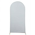 thumbnail image 2 of BalsaCircle 5 ft Silver Fitted Metallic Spandex Round Top Wedding Arch Backdrop Stand Cover Party Events Decorations, 2 of 8