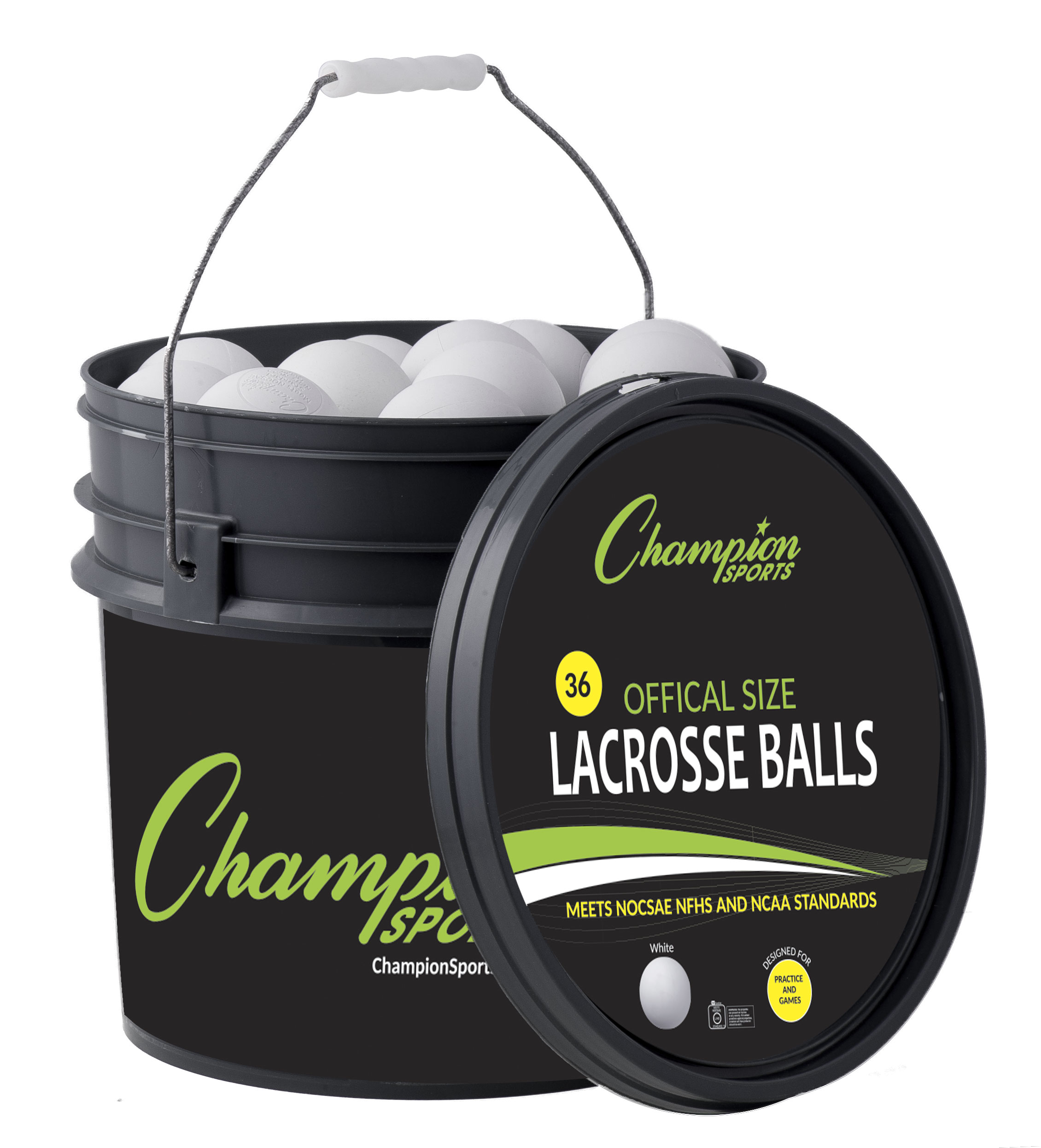 Champion Sports Lacrosse Ball Bucket White