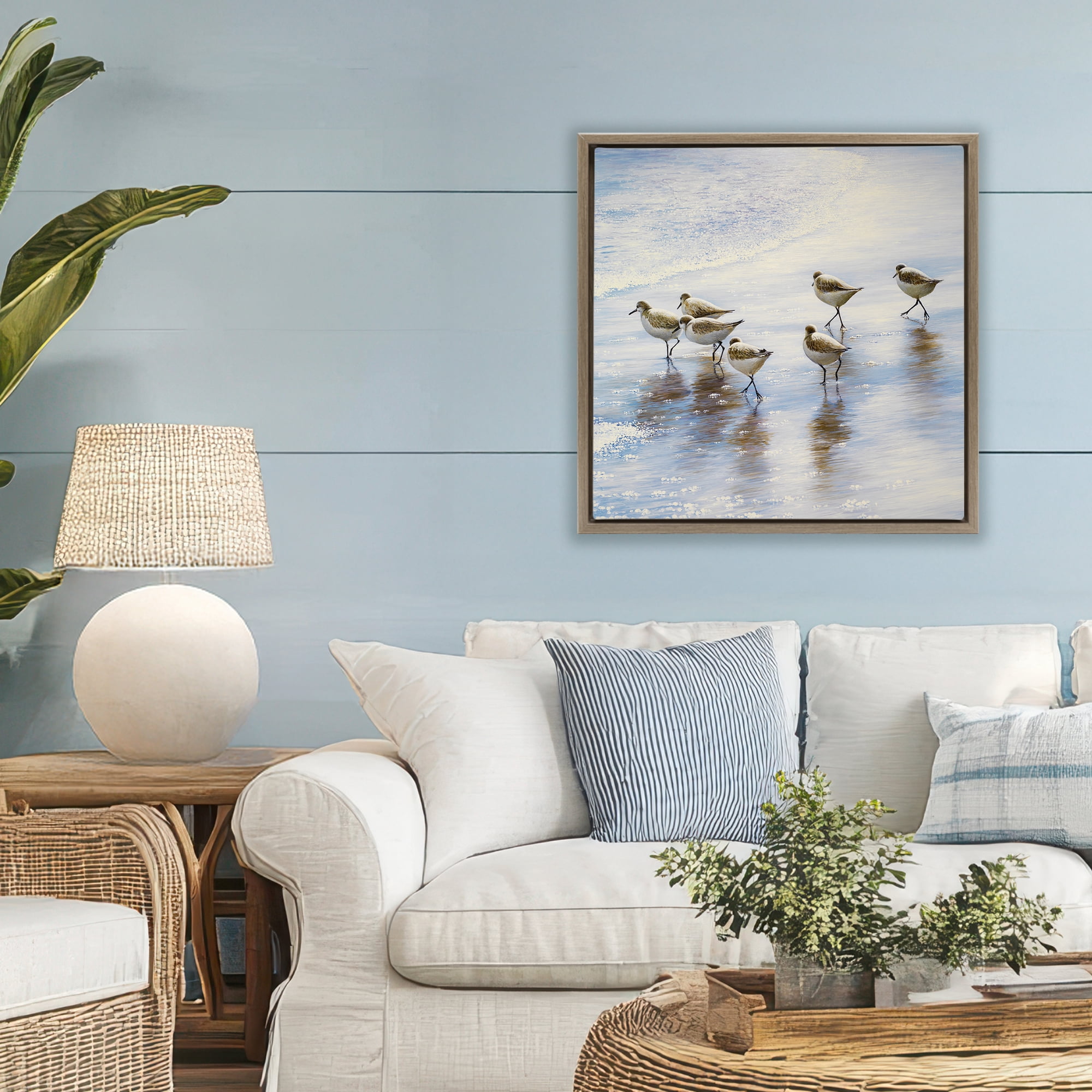Stupell Industries Sand Dancers on Shore Brown Framed Floater Canvas Wall Art, design by Bruce Nawrocke