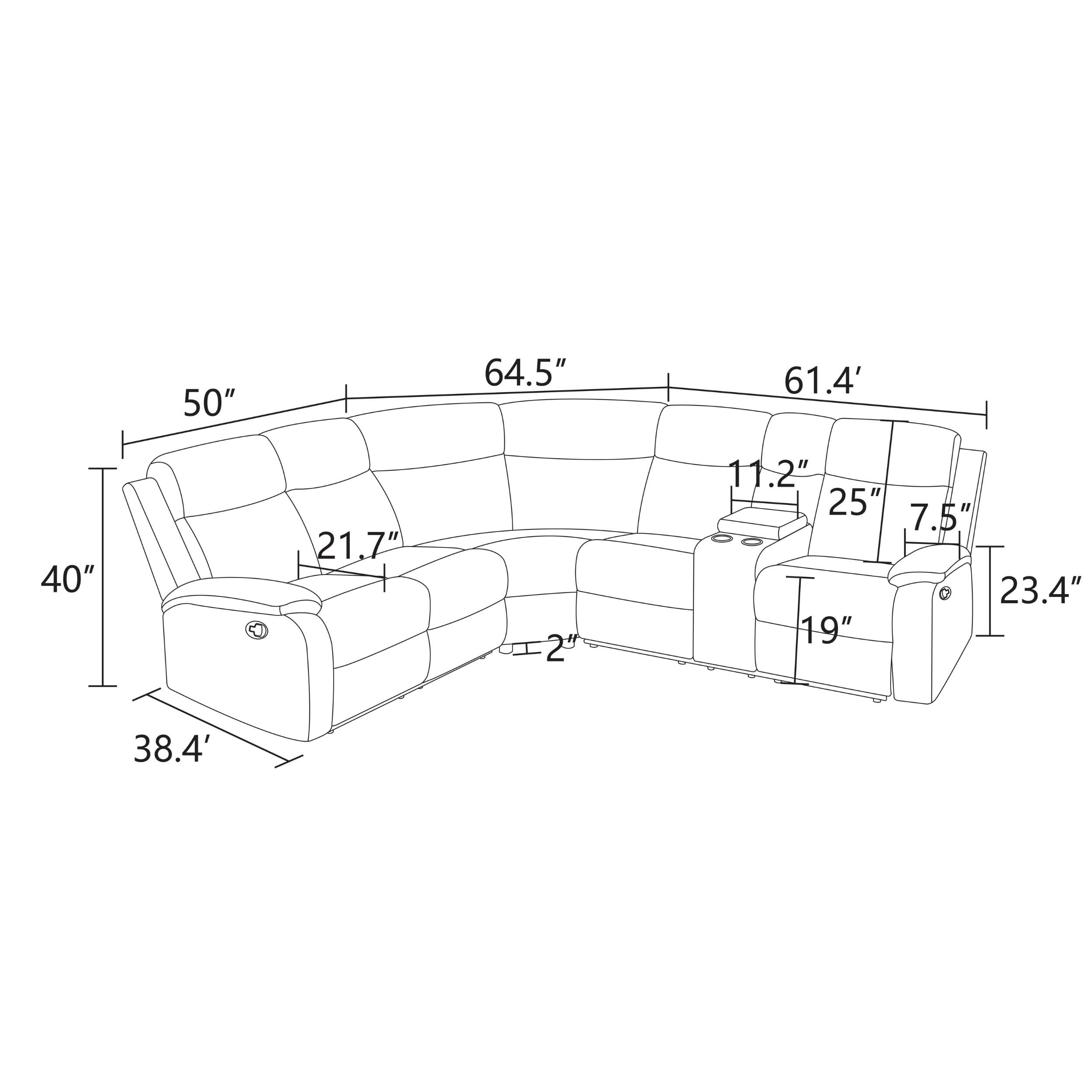 MAYEERTY Oversized Recliner Sectional Sofa, L-Shape Corner Couch with Cup Holders & Storage for Living Room, Home Theater, Dark Gray