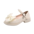 thumbnail image 5 of Xfvqtps Girls Mary Jane Shoes Flats Bow Pearl Hook and Loop Strap Thick Soft Sole Spring Summer Casual Princess Shoes, 5 of 9