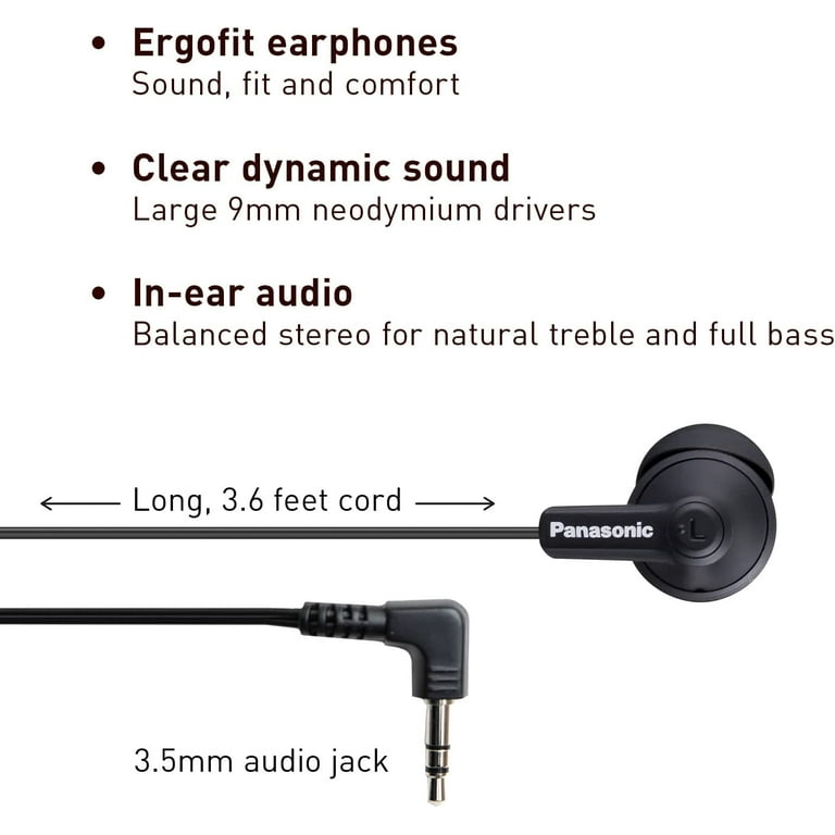 Panasonic RPHJE120 In Ear Earbud Headphones Matte Black