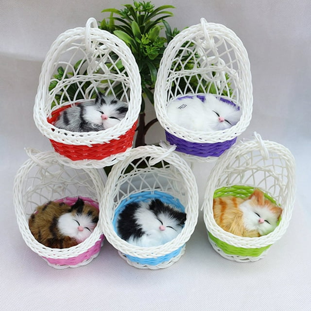 PENGXIANG Simulation Chat Mignon Chats Chaton Son Peluche Poupée Panier Suspendu Décoration de la Maison