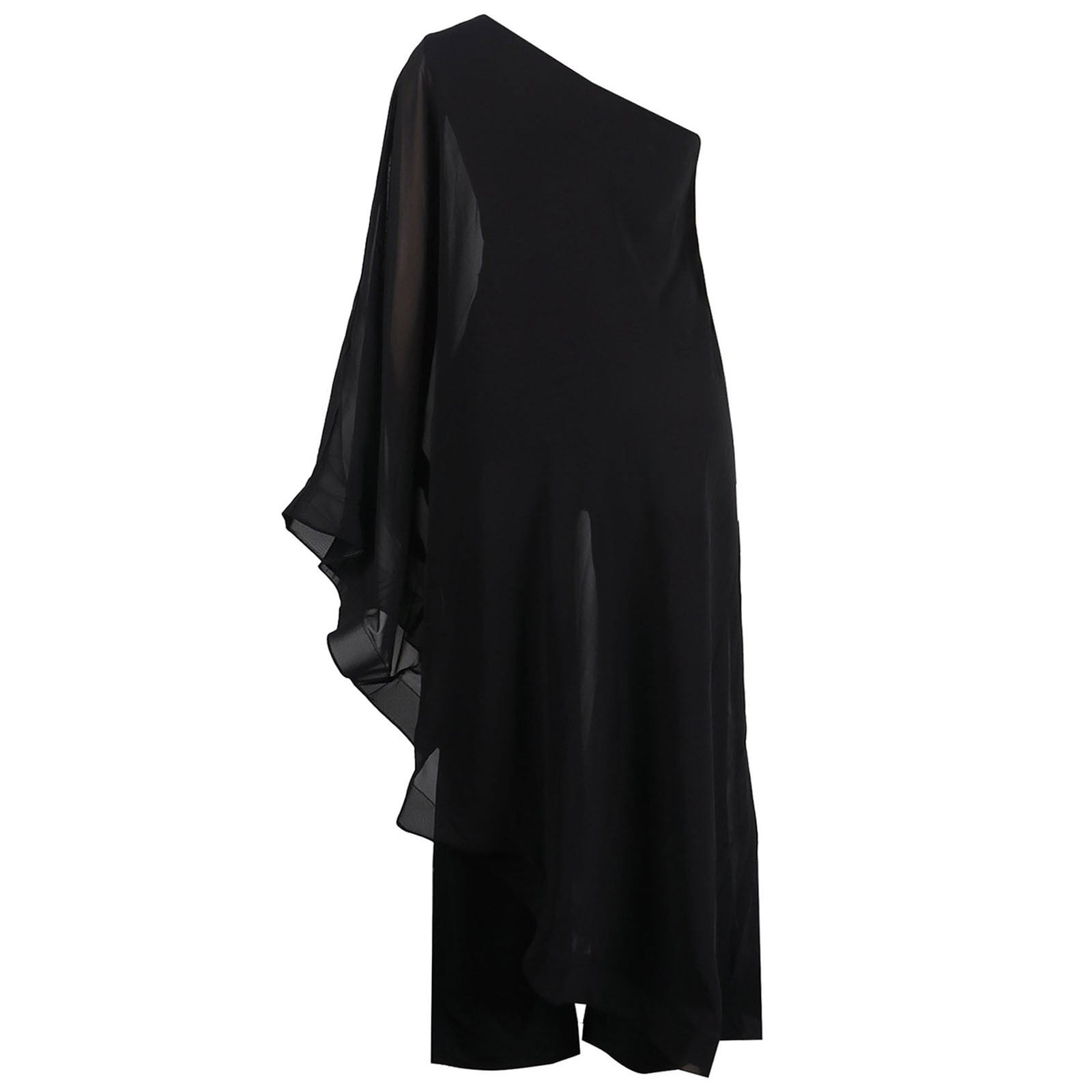 2 Piece Active Sweatsuit Jumpsuits for Women One Shoulder Evening Cocktail Semi Formal Maxi Dress Pants 2 Piece Travel Outfits Set S-111 Black 3XL