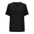 thumbnail image 4 of Olyvenn Stylish Women Plus Size Tops Short Sleeve Casual Shirts Crew Neck Summer Tunic Solid Loose Blouses with Pockets Black XXL, 4 of 7