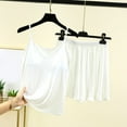 thumbnail image 2 of Conjunto de pijama de verano para mujer de 2 piezas: cuello cuadrado, manga corta, poliéster suave, ropa para dormir y estar por casa., 2 of 6