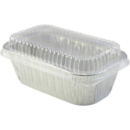 

KitchenDance Disposable Aluminum 1 Lb Loaf Pan with Clear Snap on Lid -15 Ounces Rectangular Aluminum Loaf Baking Pan Baking Pans for Baking Cooking Storing Preparing Food 5000P Pack of 600