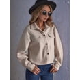 thumbnail image 4 of Women Cropped Jackets Trendy Faux Suede Long Sleeve Button Down Outerwear Coats Milky S, 4 of 7