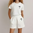 thumbnail image 2 of Toddler Girls Outfit Sets Summer Coconut Tree Printing Round Neck T-Shirt And Shorts Set Kids Girls Comfort Playwear School Outdoor Activities Outfit Sets，2 Piece，9 -10 Years, 2 of 7