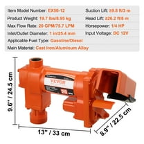 KFFKFF Fuel Transfer Pump Gasoline Pump 20GPM 12V for Transfer of Gasoline Diesel