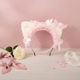 thumbnail image 3 of Yvsxxv 1Pc White Pink Lace Bow Cat Ear Headband Hair Accessories, 3 of 7