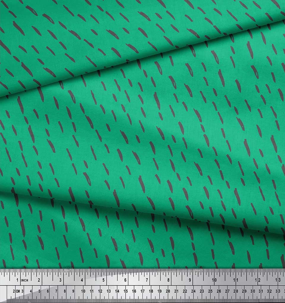 Soimoi Green Viscose Chiffon Fabric Brush Stroke Abstract Fabric Prints By Yard 42 Inch Wide