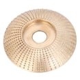 thumbnail image 3 of "85mm Gold Steel Grinding Wheel for Angle Grinder - High-Speed Wood Shaping Disc with 16mm Arbor, Durable Curved Surface Sanding Tool"  

(Character count: 150)  

Alternative option:  
"Professional, 3 of 6