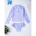 thumbnail image 4 of MSemis Kids Girls Rashguard Swimsuit & Swim Bottoms Set with UPF 50+, 2-Piece, Size 4-16 Pearl Fish Scales 12, 4 of 5