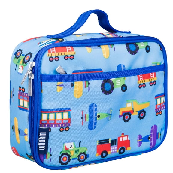 Wildkin Kids Insulated Lunch Box for Boy and Girls, BPA Free (Trains, Planes & Trucks Blue)