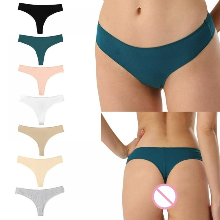 Popvcly Women's Solid Color Thong Sexy Low-rise Panties Cotton Briefs  Comfortable Sexy Panties,3Pack
