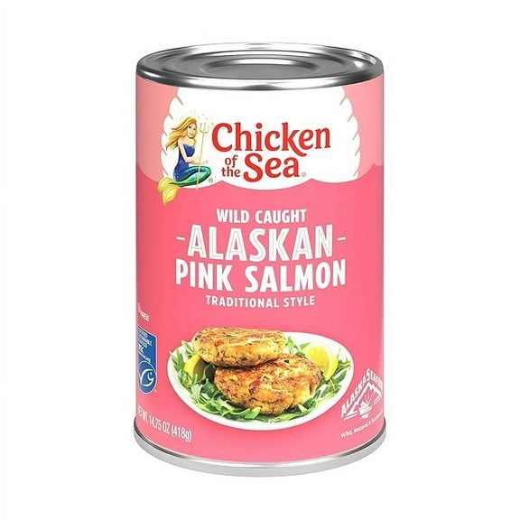 Chicken of the Sea Alaskan Pink Salmon, 14.75 Ounce Can (Pack of 1), Wild Caught Canned Salmon, Traditional Style ( Pack of 2 )