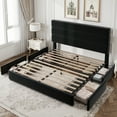 thumbnail image 5 of Amolife Queen Size Storage Platform Bed Frame with 4 Drawers & Upholstered Velvet Slat Headboard, Black, 5 of 12