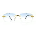 thumbnail image 5 of Serpent Snake Arm Rimless Rectangle Luxury Gangster Sunglasses Gold - Blue Yellow, 5 of 7