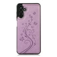 thumbnail image 4 of Allytech Wallet Case for Galaxy S24 Plus, Floral Butterfly Embossed Slim Fit Cards Holder Stand Shockproof Anti-Scratch Bumper Wallet Case Cover for Samsung Galaxy S24 Plus - Purple, 4 of 9