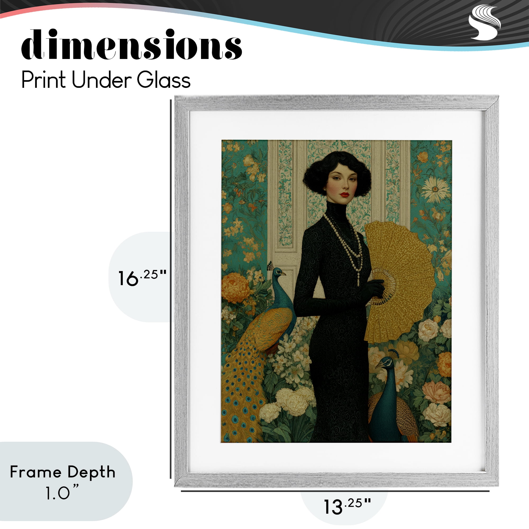 Stupell Industries Floral Velvet Reign Gray Framed Print Under Glass, design by A Barefoot Stylist