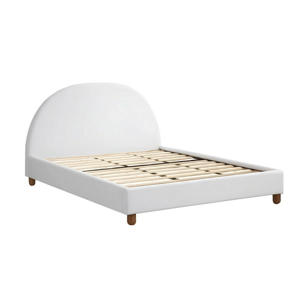 Ilios Innova | Base de Cama King Size con Cabecera Arco Tapizada en Lino. Diseño Moderno Minimalista en Color Blanco.